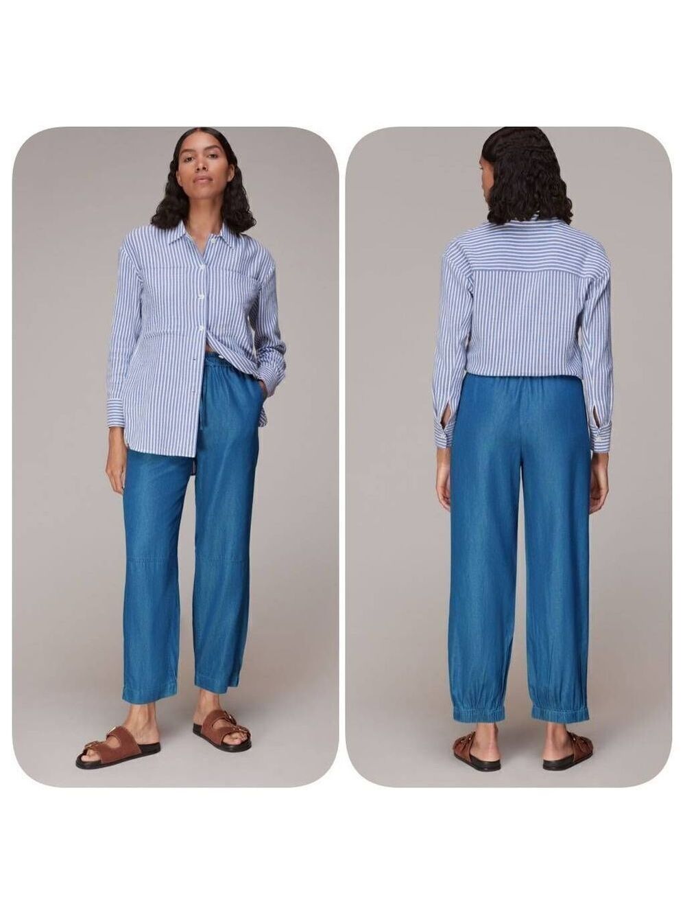 Whistles Lucy Chambray Barrel Trouser Sz 12
